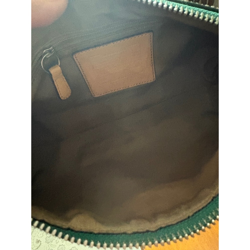 Coach Demi Baguette Signature Monogram Suede Stripe Brown Green Red 7039 Vintage - Picture 3 of 9